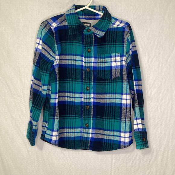 OshKosh B'gosh Other - OshKosh Bgosh Boy's Size 5 Cotton button down Blue and Green plaid Shirt